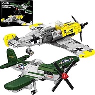 Cattle WW2 Die Messerschmitt Bf-109 and US P-51 Mustang Fighter Plane Building Block Set, 1085 Piece
