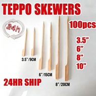 【100pcs】Burger Skewers Disposable Fruit Kabob BBQ Sticks Teppo Skewer Kebab Stick