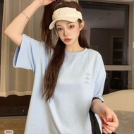 alo亮片印花OS風格260克雙紗情侶男女同款短袖T恤