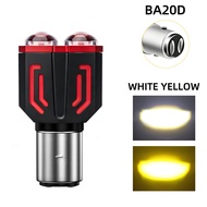 1x H4 BA20D H6 LED Motorcycle Headlight Bulb Dual-Lens 3570 Chip CSP LED Motorbike Lamp White Amber 