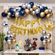 Birthday Party Decorations Blue Silver and Gold Party Balloons for Boys Friends Men Teens with Happy