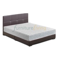 Furniture Living Queen size Divan Bedframe (Brown) + Queen size HD Foam Mattress 8inch