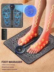 Foldable Portable Foot Massage Pad. Microcurrent Low-Frequency Pulses With LCD Display. 19 Levels An