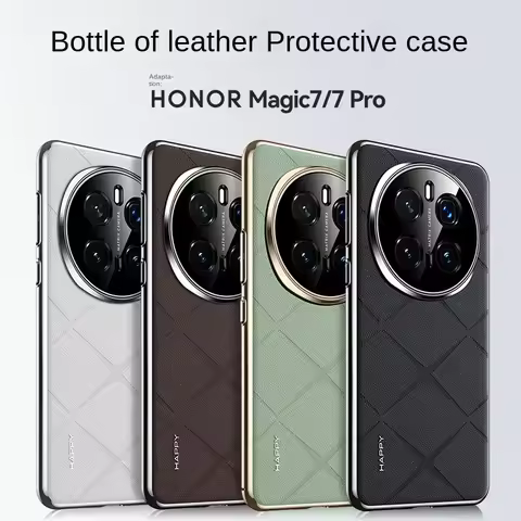 For Huawei Honor Magic 7 Pro Case Luxury Vegan Leather Lens Protective Back Cover Case For Honor Mag