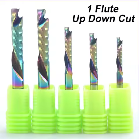 10Pcs 3.175/4/6/8mm DLC Coating One Flutes UP & DOWN Cut Spiral Milling Cutter CNC Router, PVC MDF P