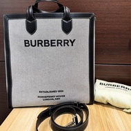 BURBERRY 正品 80379361黑灰帆布2way托特包 斜背包 公事包 休閒包