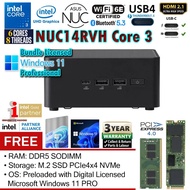 ASUS NUC14RVHi3 DDR5 L10 Mini PC with WINDOWS 11 PRO Intel Core 3 / i3 (NUC 14 Pro, 14th Gen, NUC13A