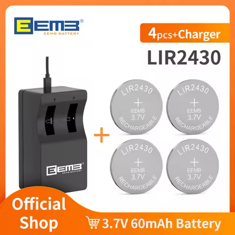 EEMB LIR2430 3.7V Button Battery Rechargeable With Charger Lithium-ion Battery Coin Cell for Earphon