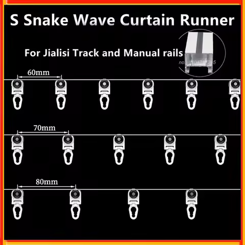 Curtain Hook For S Fold Curtains Snake Tape Curtain 6cm 7cm 8cm S-wave Curtain Line Runners With Whe