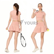 Yours - Tennis Gym Set/Short Sleeve+Pleated Skort/Women's Gym Tennis Sportswear