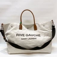 店鋪現貨： YSL Saint Laurent Rive Gauche 白色帆布托特包