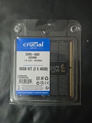 [全新未開盒] Crucial laptop / notebook RAM - DDR5-5600 SODIMM 1.1V CL46, 48GB x 2 = 96GB / CT2K48G56C46S5