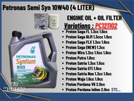 Petronas Syntium 800 Semi Synthetic SN10w40 Engine Oil 4L free 1pc Proton Oil Filter PC121102