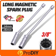 14mm / 16mm 3/8 Long Magnetic Spark Plug Sleeve Removal Tool 12 Point Wall Swivel Socket Wrench Driv