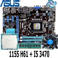 Mainboard LGA 1155 H61 Asus + Processor Core I5 3470 dan RAM 8GB