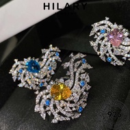 HILARY JEWELRY Flowers For Accessories Sterling Adjustable Perempuan 純銀戒指 Women Silver Original Cincin Perak Creative Ring 925 Sapphire Korean R1924