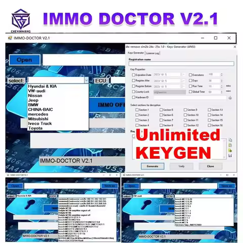 Newest IMMO DOCTOR V2.1 With Unlimited KEYGEN MULTI BRAND Immo Off Software ECU Chip Tuning for sim2