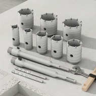 Concrete Hole Saw 4-Piece Set, 30-68mm Diameter, 68x200mm SDS Plus for Masonry Gergaji Lubang Konkri
