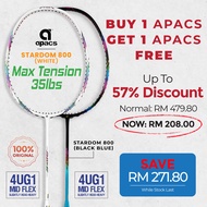 【Flexi Combo】 APACS Stardom 800 (White) 【FREE】 APACS Stardom 800 (Black Blue) Badminton Racket - 4UG1 Max 35LBS