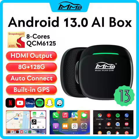 2025 MMB Max 4.0 Android13 Ultra Box QCM6125 8-Cores Wireless CarPlay Android Auto Ai Box 8+128G Aut