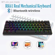 【keyboard】 Ready Stock Royal Kludge RK61 Mechanical Gaming Keyboard TKL 61 Keys Wireless Bluetooth 60  RGB Blue Brown Red Switch KeycapsPBT Pudding Keycap Keyboard