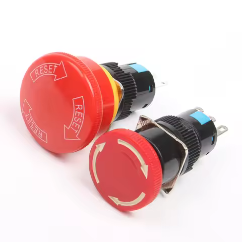 3/6pins 30mm Mushroom Emergency Stop Pushbutton Switch 16mm Mounting Hole 1NO1NC/2NO2NC Latching E-s