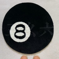 No.8 Billiard Ball Carpet | 3D Thick Plush Fluffy Rug | Anti-Slip Game Room Decor Floor Mat | 80x80c