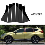 6Pcs Car Door Window Center B C Pillar Post Trim Cover Sticker For Honda CRV 2017 2018 2019 2020 2021 2022 Glossy Black Mirror Effect PC Material Sticker