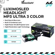 Mini Biled H4 50 Watt Projector 3 Colors All Weather Blue Lens Car MotorcycleDEVIL with MP3 ULTRA Fa