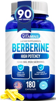 We Like Vitamins Berberine 1200mg Pure Max Strength - 180 Berberina Gluten-Free Vegetarian Capsules