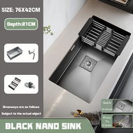 ZLOON nano sink sus304 Stainless Steel Handmade Undermount &amp; Topmount Nano Kitchen Sink nano black SINGLE BOWL