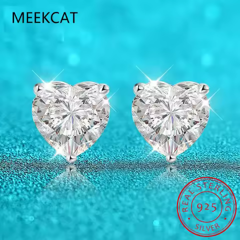 1CT 2CT 4CT Heart Cut Moissanite Stud Earrings for Women Luxury Quality Lab Diamond S925 Sterling Si
