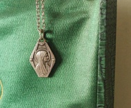 古董法國聖母信仰教堂十字架耶穌基督銀色雙面項鍊N655