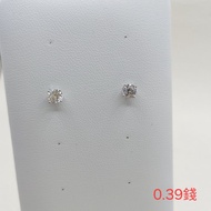 Gold Shop PT950 White Four-Claw Zircon Earrings Simple Generous