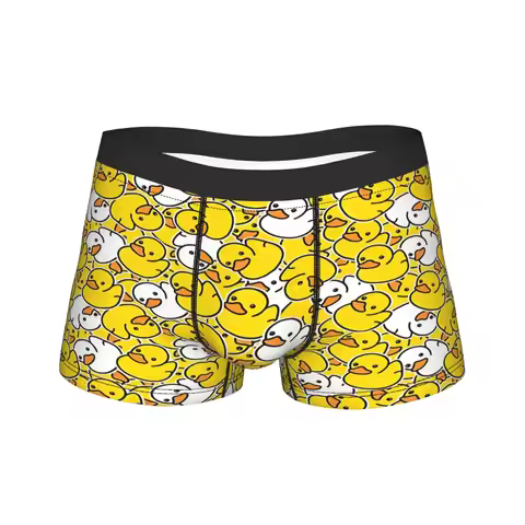 Cartoon Happy Rubber Duck Boxer Shorts Pouch Underwear Trenky Custom Boxer Brief Breathable Men Pant
