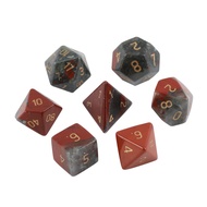 Natural African Bloodstone Polyhedral Dice Set Z01 |   7-Piece Gemstone Crystal Dice for DND TRPG RP