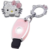 Pink Car Accessories 3 Pcs for Mercedes Benz C E S M CLS CLK G Class Key Fob Cover with Bling Keycha