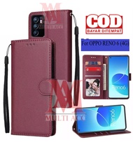 OPPO RENO 6 4G Flip Leather Case - Flip Wallet Case Kulit - Casing Dompet - Wallet Leather Flip Cover OPPO RENO 6 4G