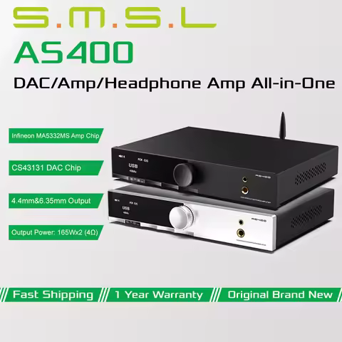 SMSL AS400 Hi-Res Power Amplifier Audio DAC Headphone Amp CS43131 HDMI USB Optical Coaxial MM Phono 