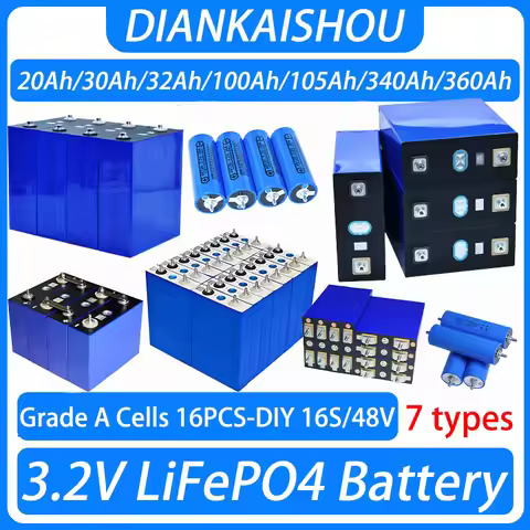 Grade A 16pcs 3.2v 360Ah 340Ah 105Ah 100Ah 32ah 30Ah 20Ah Lifepo4 Rechargeable Battery Lithium Iron 