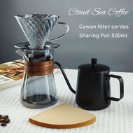 Coffee Filter Set With Hand - Tough Glass Funnel V60 400ml Coffee Kit Coffee v60 Dripper Set Coffee 