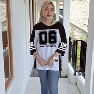 Oversized Baseball Top 3/4 Sleeve / Sporty T-Shirt Latest Women's Vintage Muslimah T-Shirt