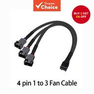 4-pin 1 to 3 Way PWM Fan Splitter Cable Cooled Tap Sleeve Extension Braided Cable Extension fan conn