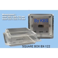 SQUARE CAKE BOX BX-122 8 INCH#Bakery Disposable Plastic Clear Food Box#Bekas kek#READY STOCK IN MALA
