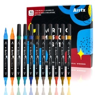 Arrtx 30/32/36 Colors Acrylic Paint Marker Brush Tip Pens for Rock Stone Ceramic Porcelain Mug Wood 