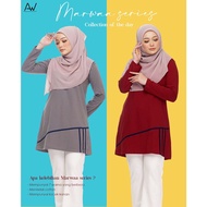 T-Shirt Muslimah Plus Size Baju Blause Wanita Tshirt Muslimah Cotton MARWAA SERIES By Awanazstyle