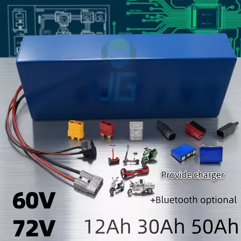 JG 72V 5000W Battery 30Ah 50Ah 60V 12Ah 30Ah 50Ah Lithium Ion for 800W 10KW 14KW Two-Wheeler Citycoc