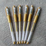 1 pcs pulpen gel tinta warna gold pulpen tinta emas