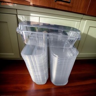 [dddxce] 50Pcs Clear Rectangle Dessert Container 280ml Rectangle Cake Container Loaf Deli Container 