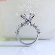 Super Luxury 2ct Real Moissanite Diamond Ring 100% S925 Sier 4 Claws Cluster Thick Gold Plated Engag